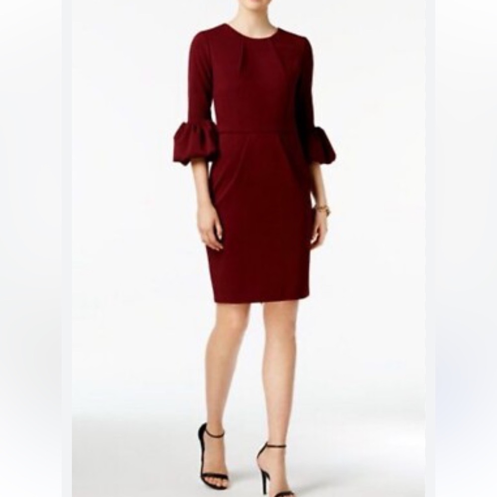 Betsey Adam burgundy bell sleeve dress size 4